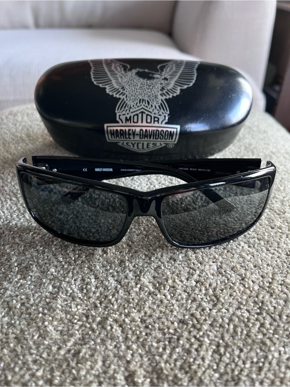 Harley-Davidson HDX 860 BLK-3 Wrap Around Sunglasses plus Hard case *Read Ad*